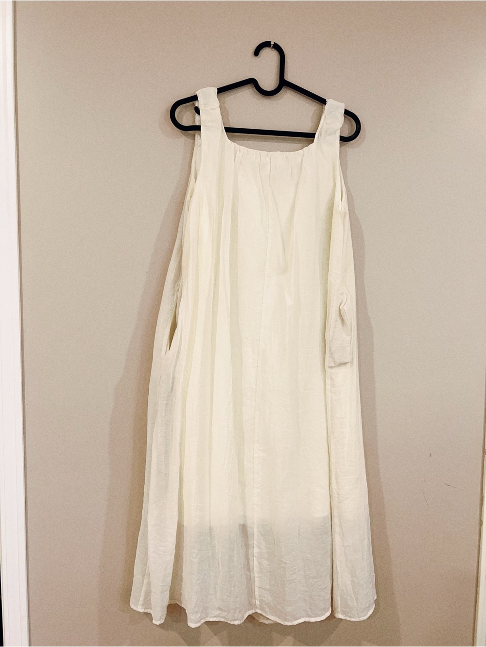 Lightweight Cream Sundress with Wide Straps